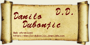 Danilo Dubonjić vizit kartica